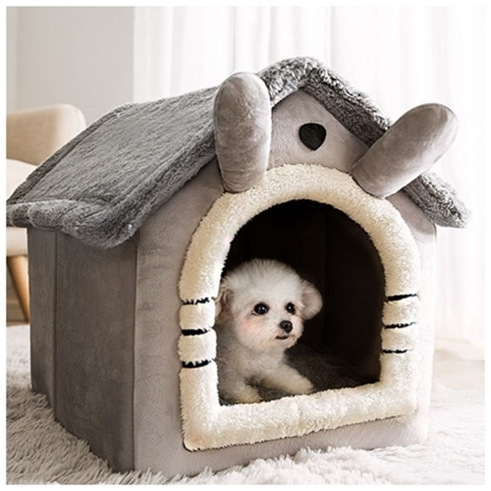 강아지용품 포시즌 반려동물 이글루 파워쿠션 하우스 분리형, 혼합색상