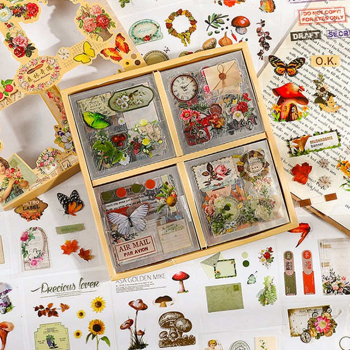 앤아일즈 대용량 빈티지 다꾸 스티커 100p 세트, 포레스트 클래식, 1세트