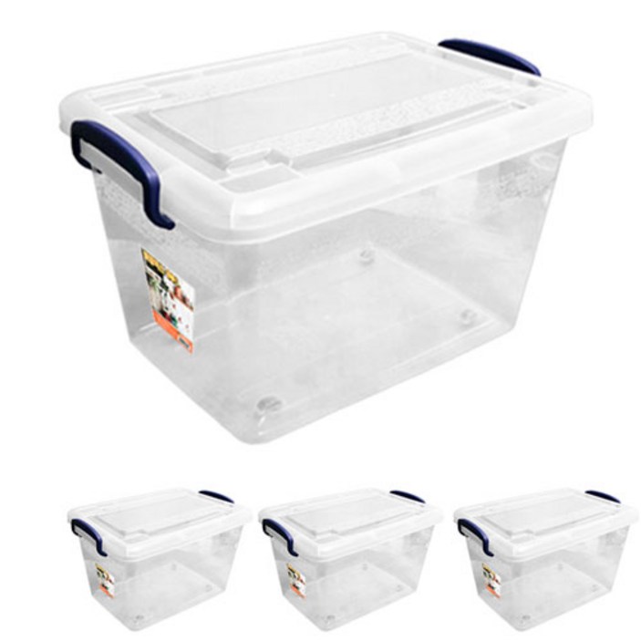 금호 리빙 수납박스 60L 바퀴형 투명 플라스틱박스 다용도보관함 수납정리함