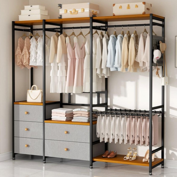 하이피러브 속깊은 확장 튼새맞춤 드레스룸 서랍형 시스템 행거, 블랙기본형