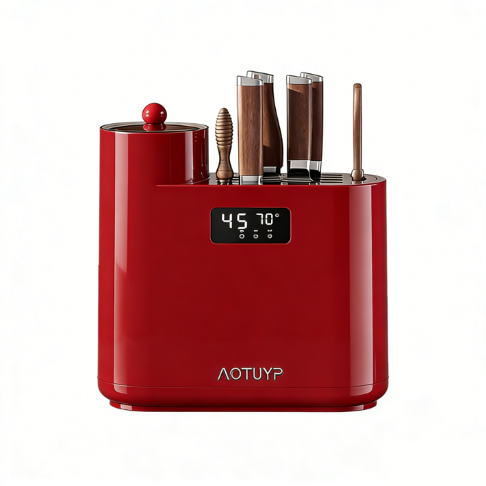 자외선 칼소독기 건조기 일체형 주방 살균기, 레드