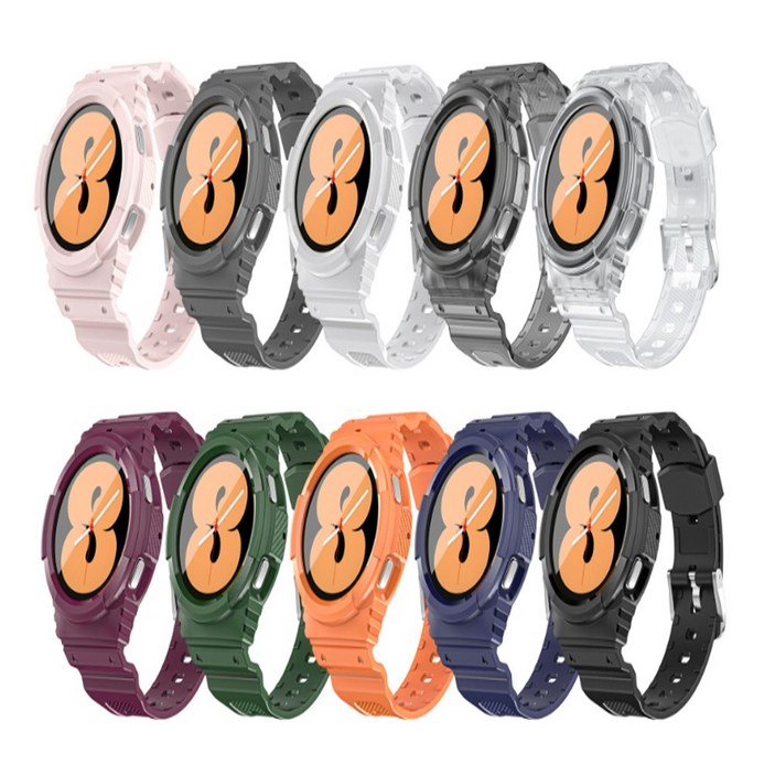 갤럭시워치4 40/44MM 케이스 일체형 시계줄 스트랩 우레탄 밴드 SM-R860/R870/R880/R890 호환