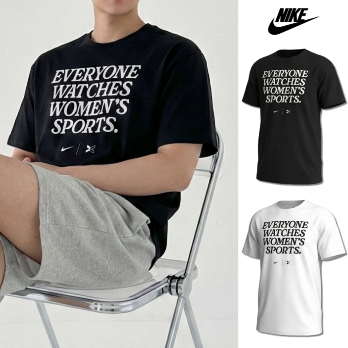 [당일발송] 나이키 NIKE 남녀공용 반팔티 반팔 티셔츠 레터링 커플 오버핏 숏슬리브