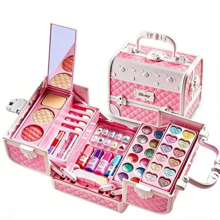 SUUNI 키즈 메이크업 캐리어 장난감 여아 휴대용 소꿉놀이 화장품 세트
