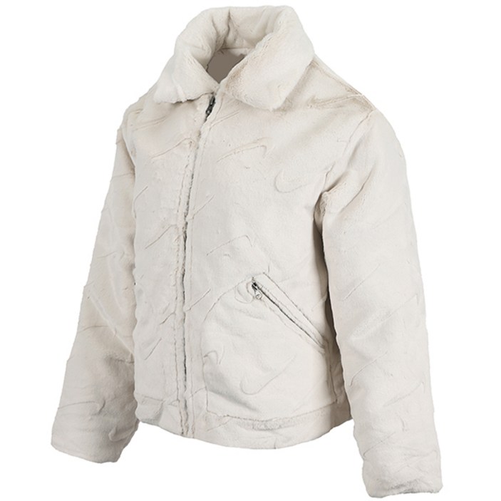 나이키 우먼스 자켓 NSW Essential 루즈 Print 나이키 로고 인조 퍼 FUR 재킷