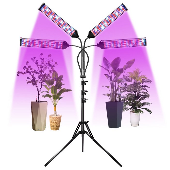 와이드스탠드 비상 LED 와이드 4헤드 삼각대 식물등 + 어댑터, 1세트