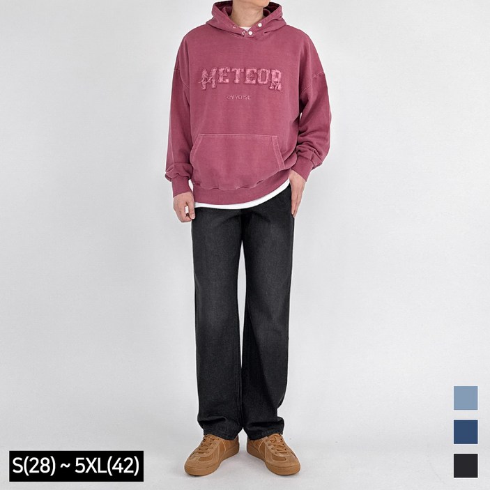 모노마인 남자 와이드 청바지 밴딩 데님 팬츠 S-5XL