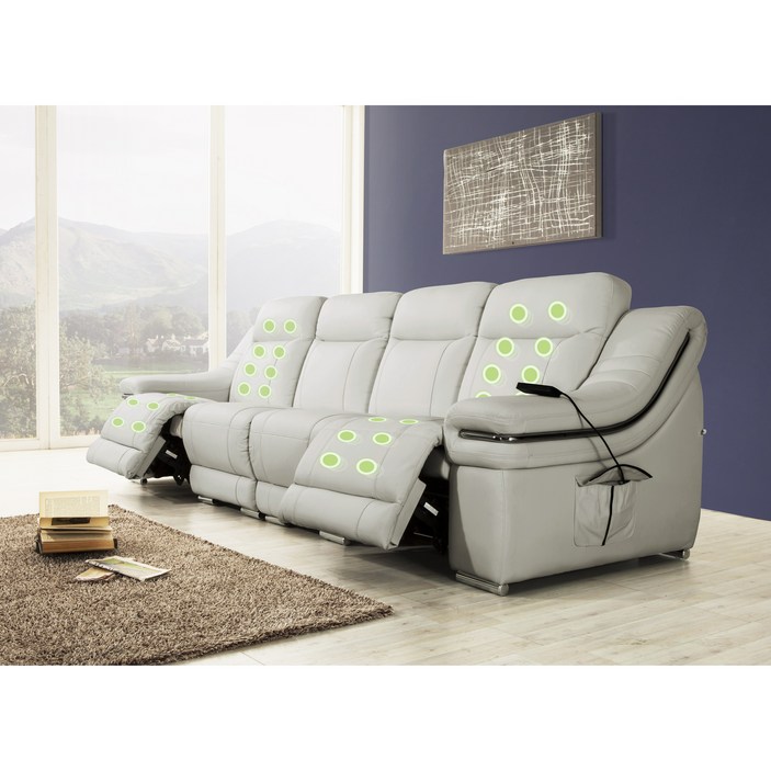 BM 킹덤 진동 안마 모션 비건가죽 전동 리클라이너 쇼파 4인