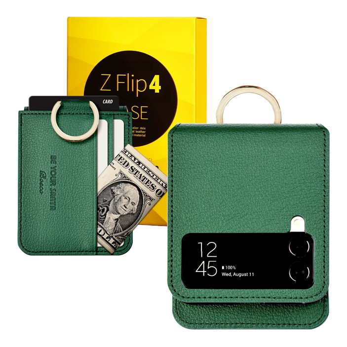 갤럭시 Z플립4 케이스 이태리 비건 가죽 힌지보호 카드 수납 링 지플립4 보스코(카드포켓3) 비앙코(카드포켓1)