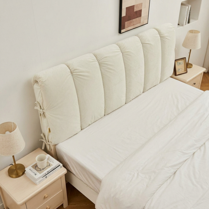 헤이우드 침대 헤드 쿠션 커버 등 벽 프레임 보드 범퍼 가드 패브릭 덮개, 1개, 연베이지