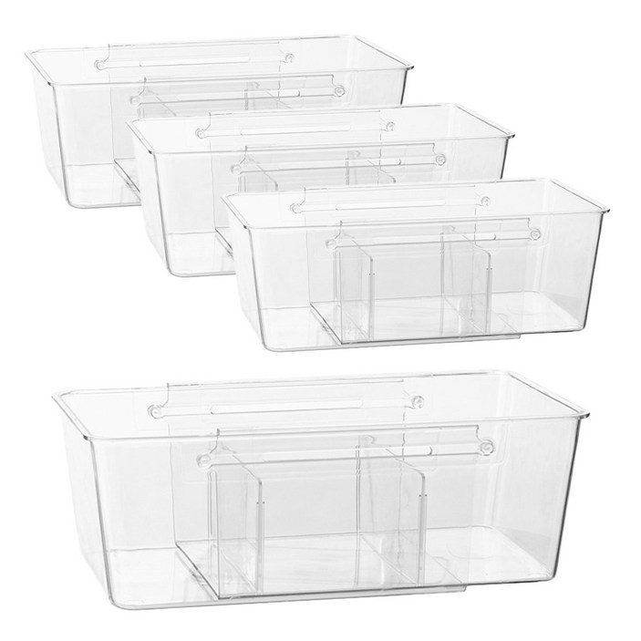 풀라이프 1+1 투명 길이조절 칸막이 정리함