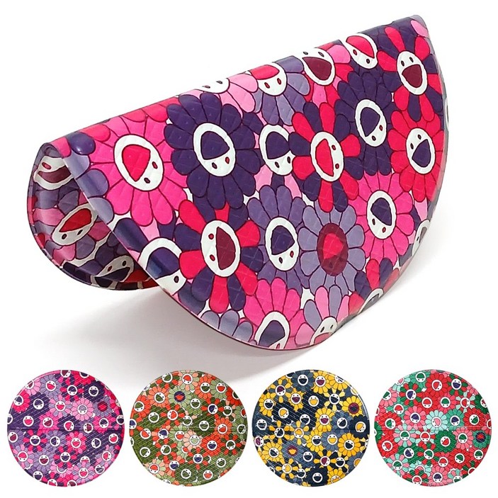 토탈하우스 반으로 딱 접히는 해피플라워 사우나방석 원형 대 양면 반접 사우나매트 국산제조 목욕방석 원형방석