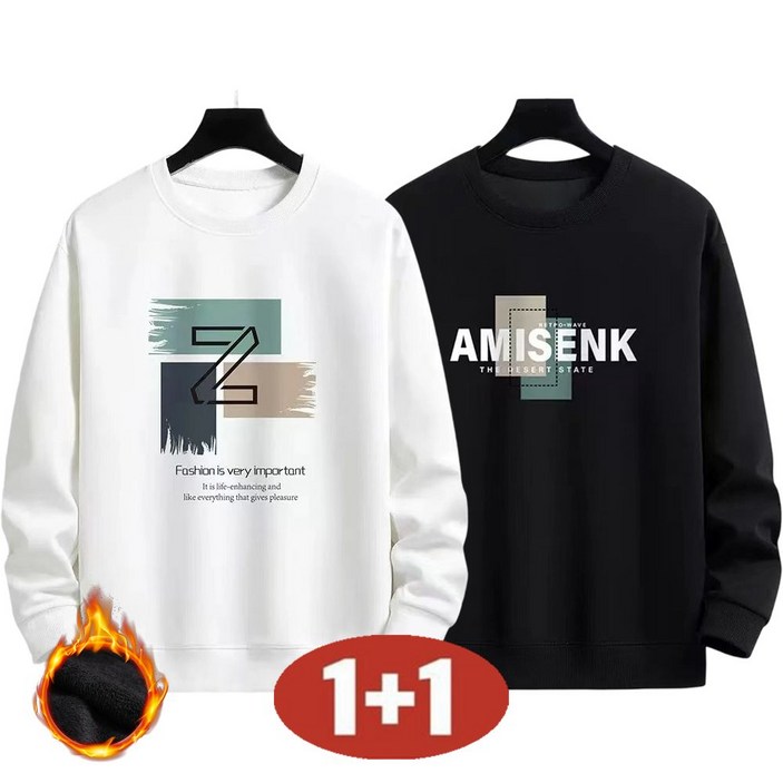 오스틱니 [1+1] 남성 겨울 초특가 라운드넥 빅사이즈 보온 기모 트레이닝 맨투맨