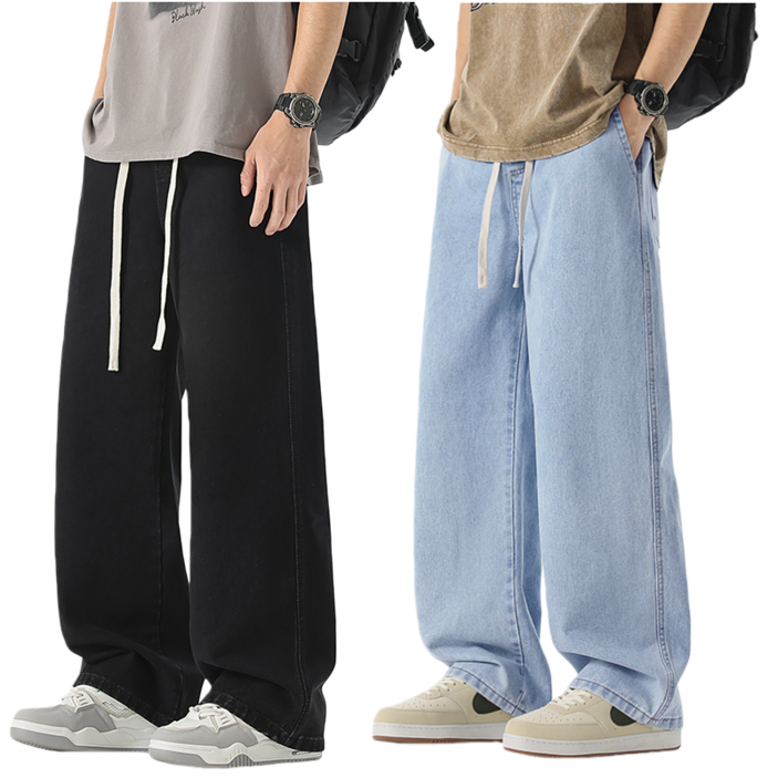 BDICOOL 남성용 1+1 와이드 청바지 기모 루즈핏 데님팬츠 데일리 케주얼 BK110