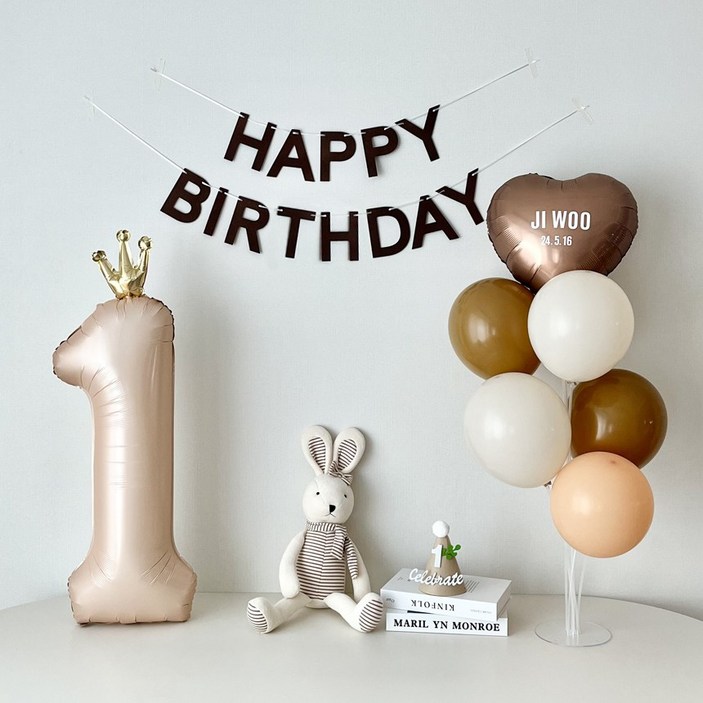 연지마켓 두돌 생일 파티 용품 세트 세 돌 풍선 생일상 (레터링포함)