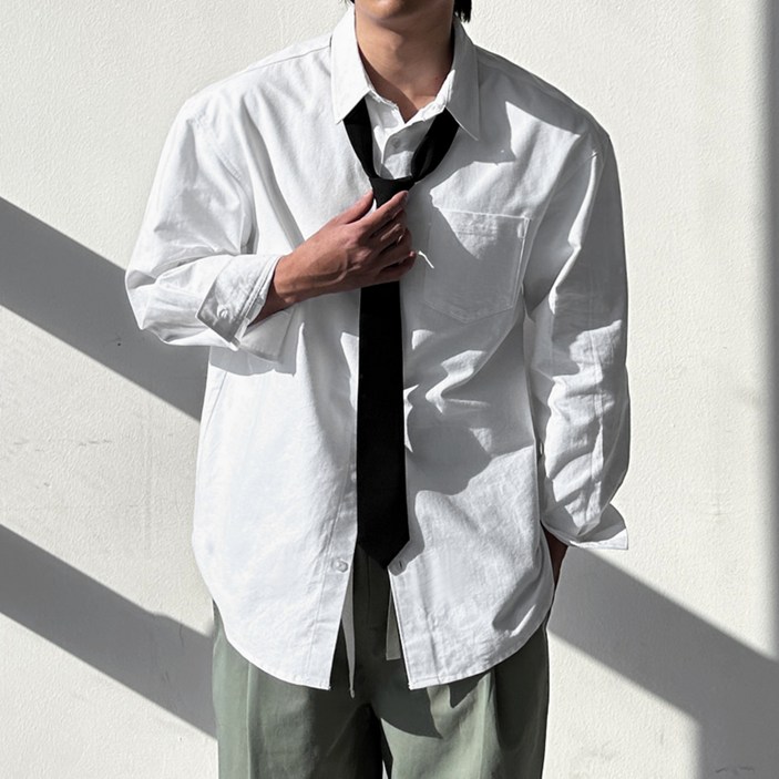 면 100 고퀄리티 남자 오버 루즈핏 고밀도면 카라 옥스포드 셔츠 빅사이즈