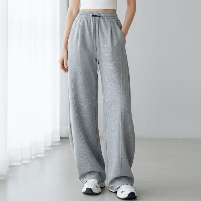 사라고 여성 와이드 트레이닝팬츠 루즈핏 밴딩 트레이닝바지