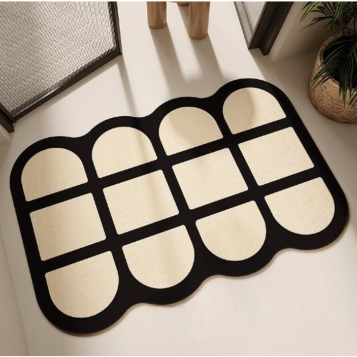 루미디움 빨아쓰는 모던 데일리 규조토 발매트 40 x 60 cm, 화이트 블랙