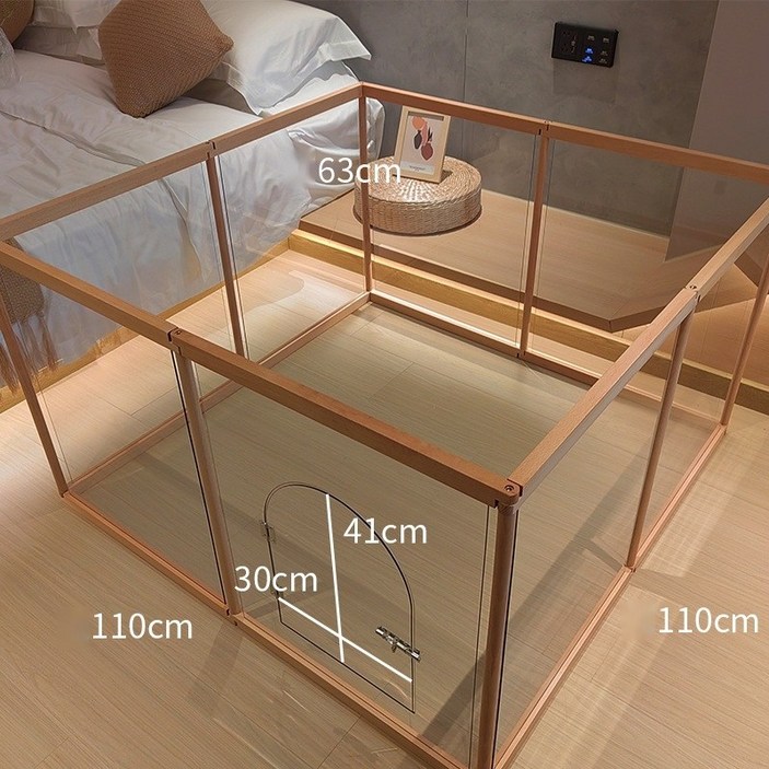 원목 아크릴 유리 강아지울타리 애완동물 케이지 투명창 강아지펜스