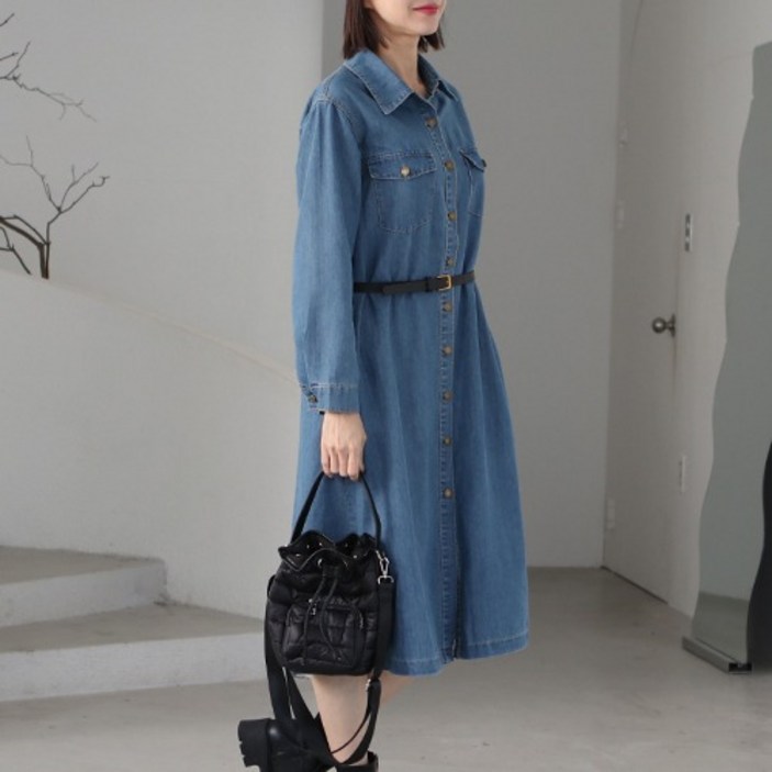 벨트세트 데님원피스