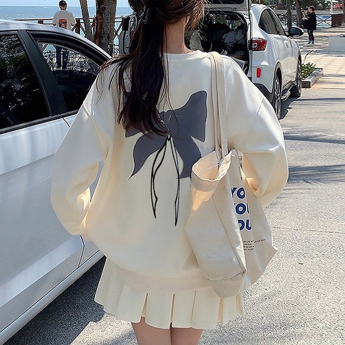 대박난박양 리본 맨투맨밴딩 미니 스커트 SET