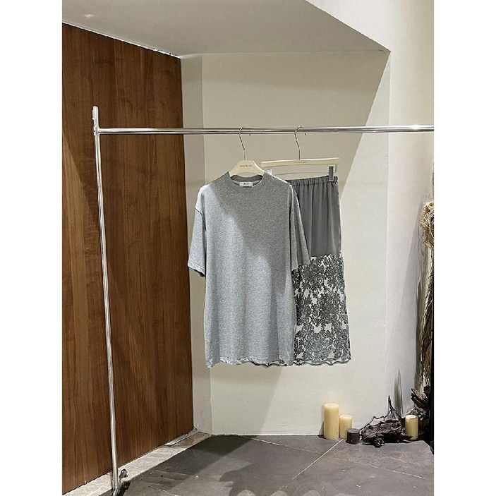 2025 여름 신상 루즈핏 티셔츠 레이스 스커트 세트