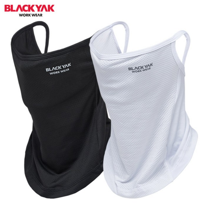 1+1 블랙야크 페이스스카프 쿨버프 귀걸이형 스카프 얼굴햇빛가리개 냉감소재 자외선 차단 마스크, 블랙+화이트