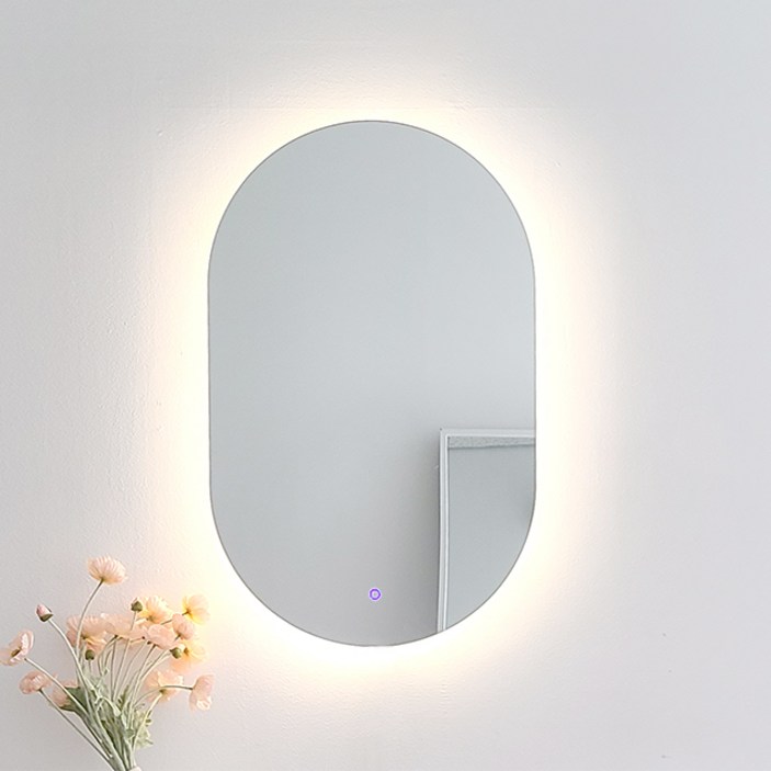 KC인증 터치형 3색변환 LED 터치형 타원 조명거울 인테리어 벽거울 화장대 탁상