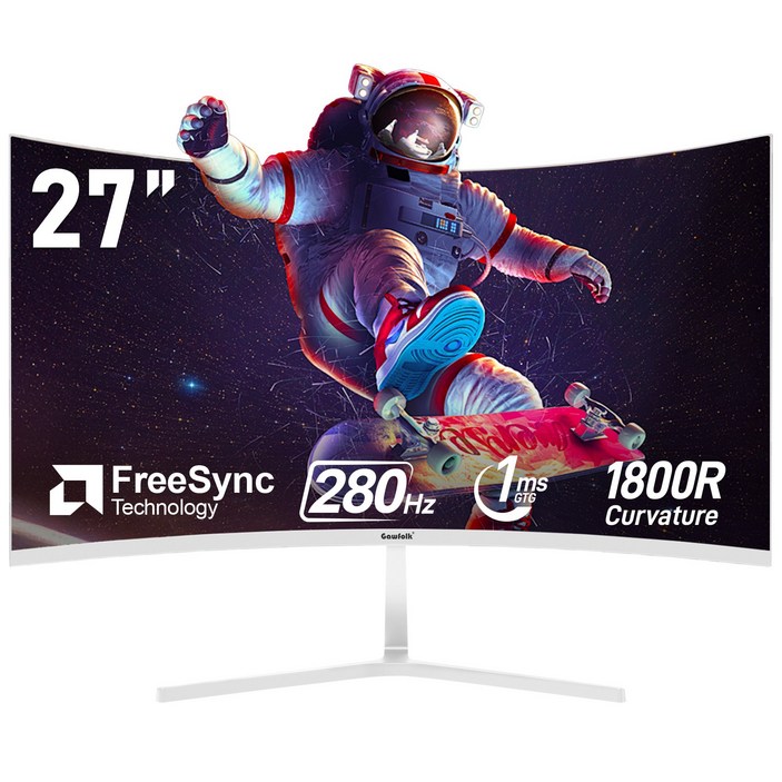 27인치 게임과 사무용 모니터, QHD 2K 120Hz평면, 1800R 커브드 모니터1K 280Hz, 1K 100Hz, Gawfolk할인판매, 1920*1080 280Hz, 70cm