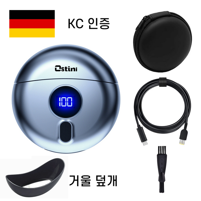 Ostini 고품질 휴대용 더블헤드 전기면도기 USB충전면도기 자동면도기 대동력, 그레이
