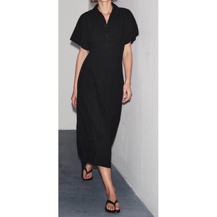 자라 ZARA 여성 포플린 원피스 반팔 미디 2183248