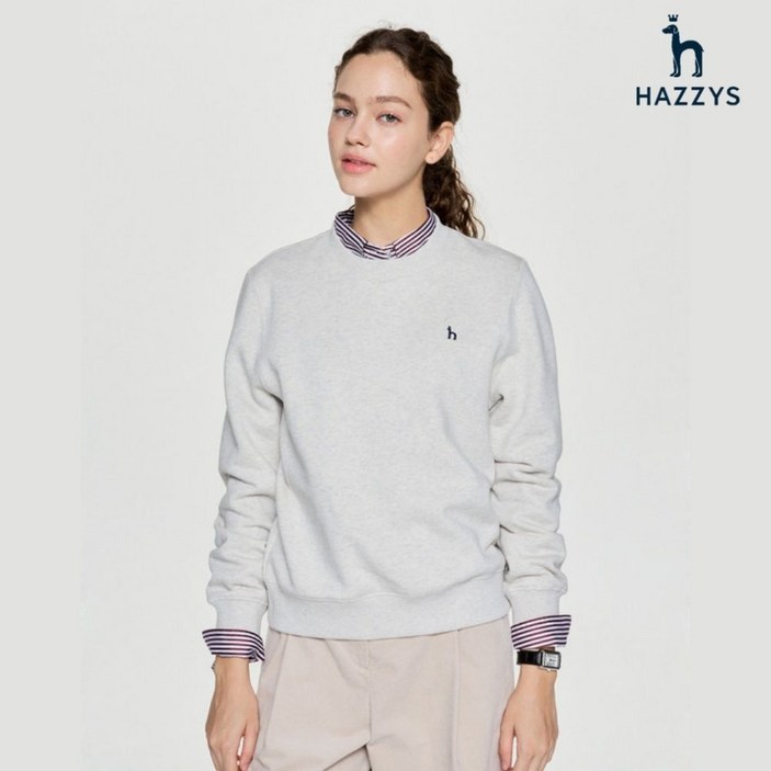 백화점정품 25년NEW 헤지스레이디스 HAZZYS 25FW 아이코닉 SETUP 코튼 블렌드 기모 스웨트셔츠 HSTS5D901 5D901