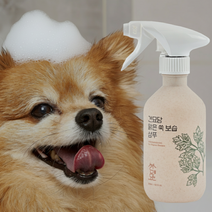 견묘당 맑은 쑥 보습 샴푸 저자극 테스트 완료 올인원 펫 천연향 모든 강아지용, 4개, 300ml