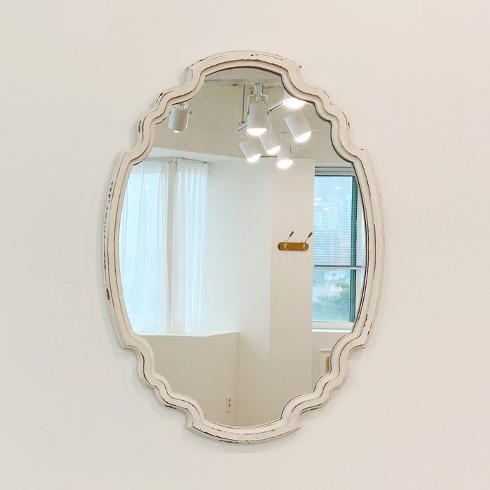 엔틱벽거울 르마레 타원형 빈티지 프렌치 쉐비 화이트 벽거울 카페 앤틱 거울