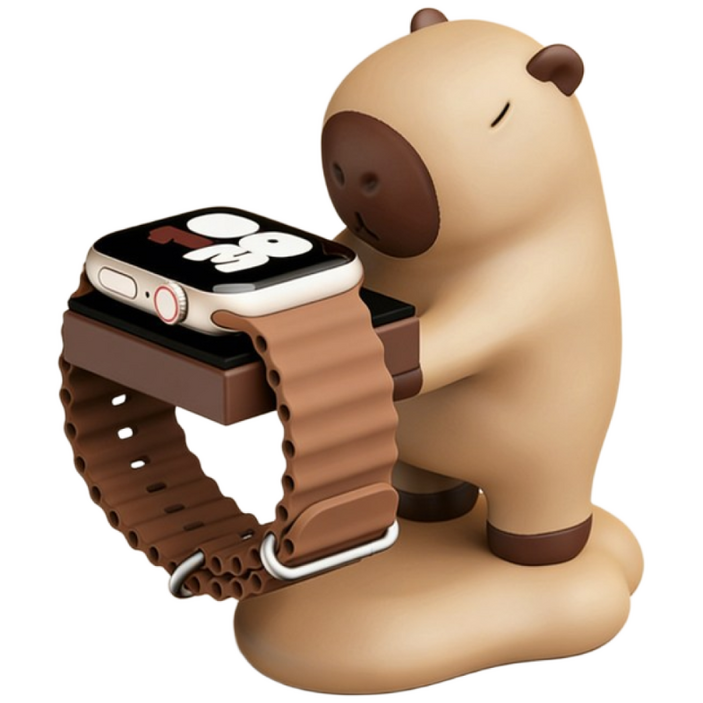 복어워치 충전 거치대 애플 워치 거치대 침대 협탁 홈 데스크 실용적인 인테리어 선물, 1개, 카멜브라운