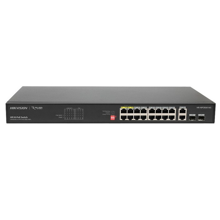 하이크비전 16포트  2 Uplink  2 SFP 포트 기가비트 Hi POE 스위치, HRHIPOE6016GHR013, 1개