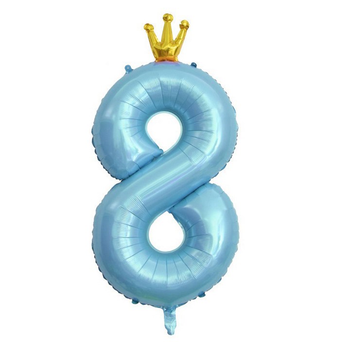 이자벨홈 생일파티 왕관 숫자 풍선 8 초대형, 블루, 1개