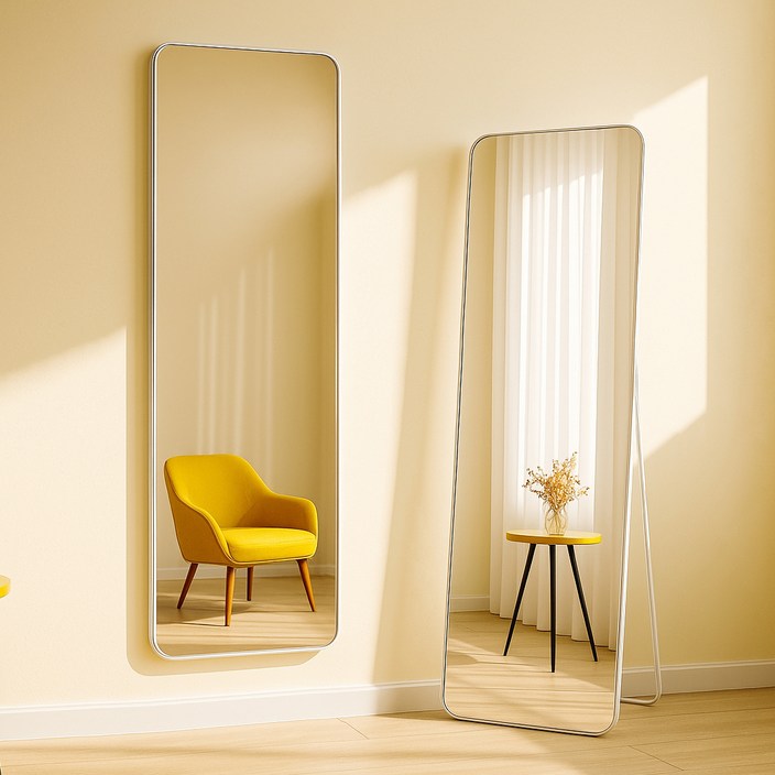 로렘 전신거울 + 유리전용타월 세트, 화이트