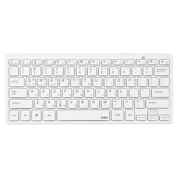 코시 태블릿PC 휴대폰 무선 블루투스 키보드, KB4072BT, 화이트, 텐키리스