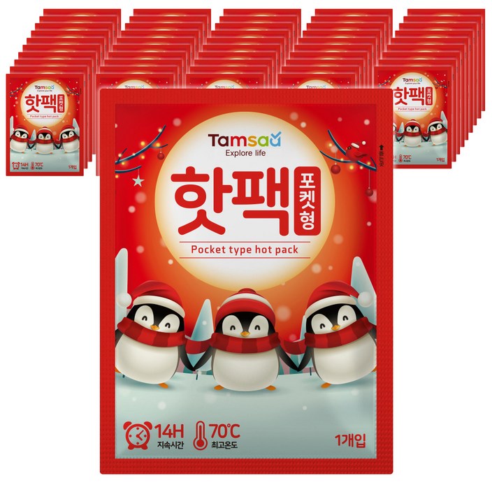 탐사 국내 생산 포켓용 핫팩 90g, 50개 탐사 국내 생산 포켓용 핫팩 90g, 50개