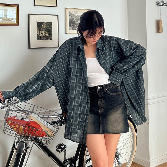 리뷰BEST 4XL 크고이쁨올핏 쿨 남방체크 2color