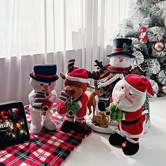 크리스마스 재즈 트리오 밴드 3종 세트 트리인형 산타 눈사람 루돌프, 1개