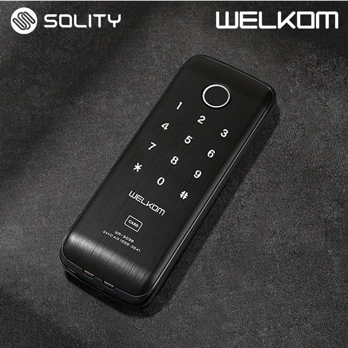 웰콤 WR303B 디지털도어록 지문인식카드키4개 현관문 번호키 즉시잠금 현관문도어락 아파트 빌라 방화문 보조키형 도어락 허수기능 내부이중잠금 음량조절가능, 고객직접설치, 웰콤 WR303B