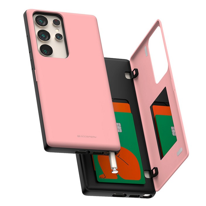 갤럭시S24 울트라 플러스 아이수트 심플 마그네틱 카드2장 수납 미러 도어 범퍼 휴대폰 케이스