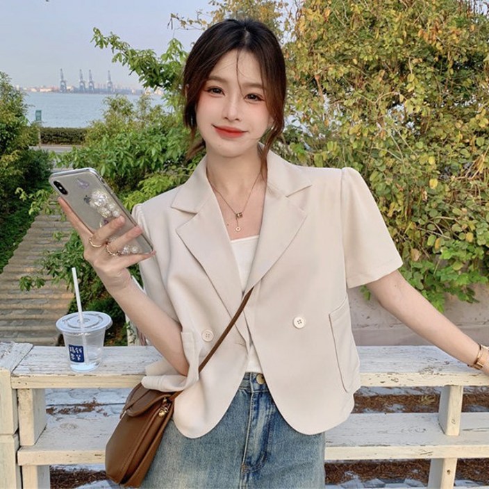 반팔 숏 크롭 자켓 이튼숏F587