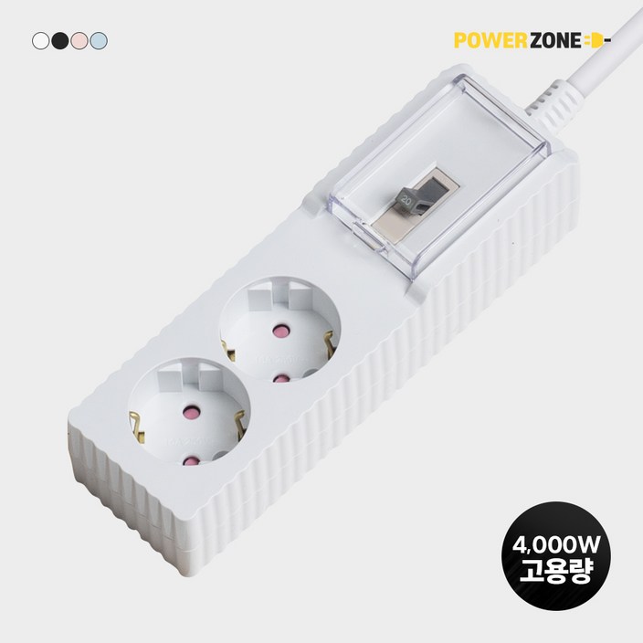 파워존 4000W 국산 고용량 웨이브 멀티탭 과부하차단 2구 50cm 1.5m 3m 5m 7m, 1개, 화이트, 5m