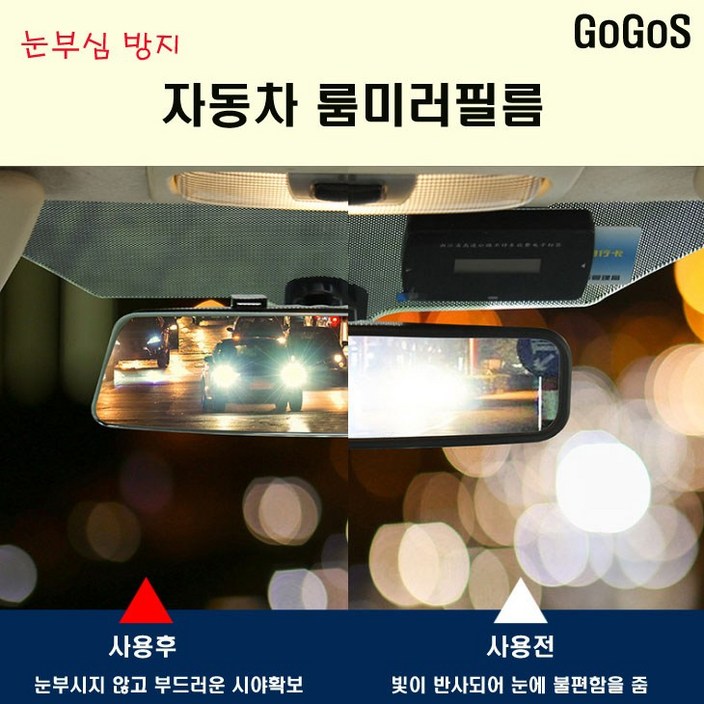 고고스 자동차 룸미러 눈부심방지 필름 알페온 CL240 CL300 EL240 EL300, 타원형