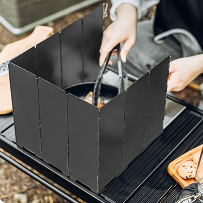 애플민트 캠핑 10단 접이식 가스 버너 바람막이 가림막케이스, 1개, 3.블랙