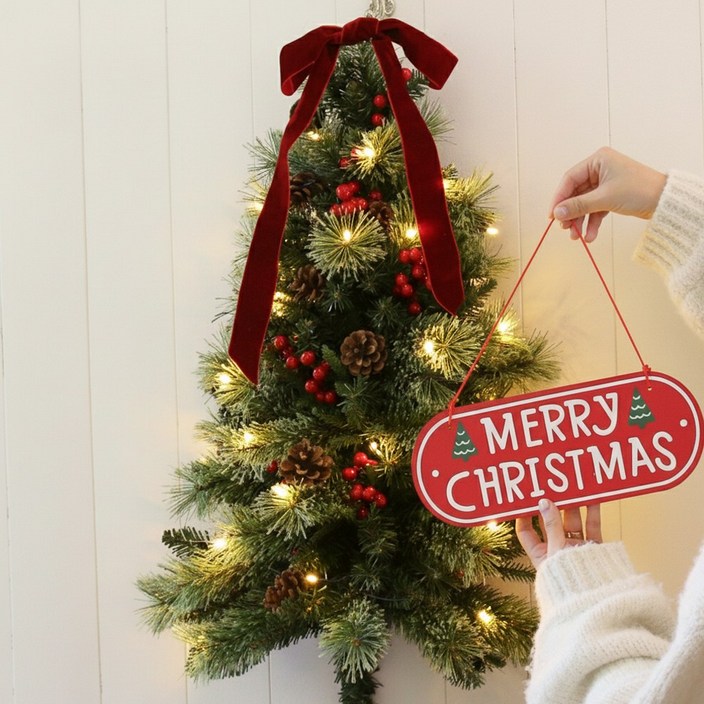 크리스마스 벽트리 장식 벽걸이 트리 행잉 하프, 1개, 행잉 하프트리