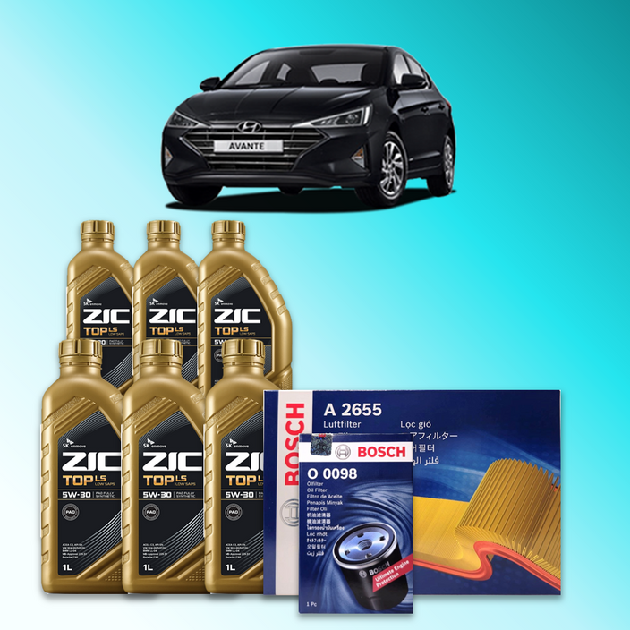 더 뉴 아반떼 (AD) 1.6 디젤 엔진오일세트 SK 지크 탑 LS 5W30 (ZIC TOP LS)